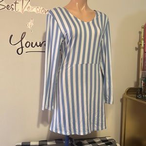 Blue and white stripped dress